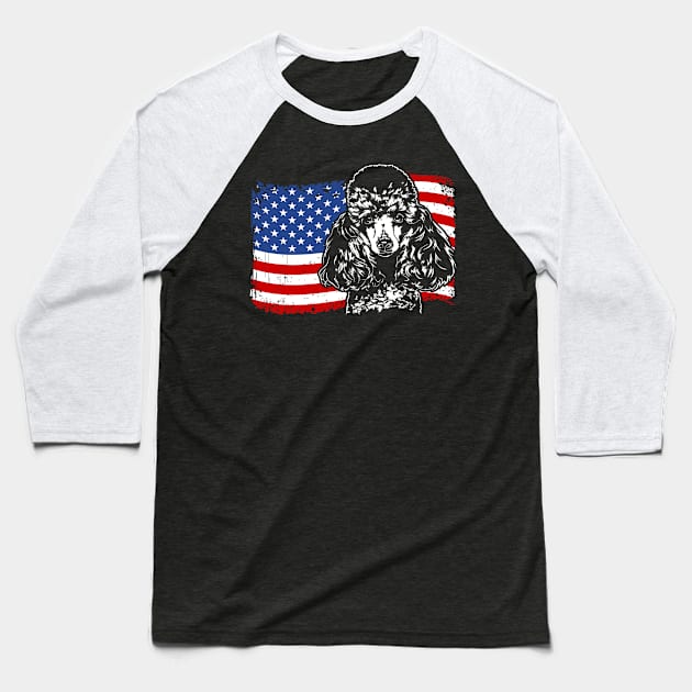 Proud Miniature Poodle American Flag patriotic dog Baseball T-Shirt by wilsigns